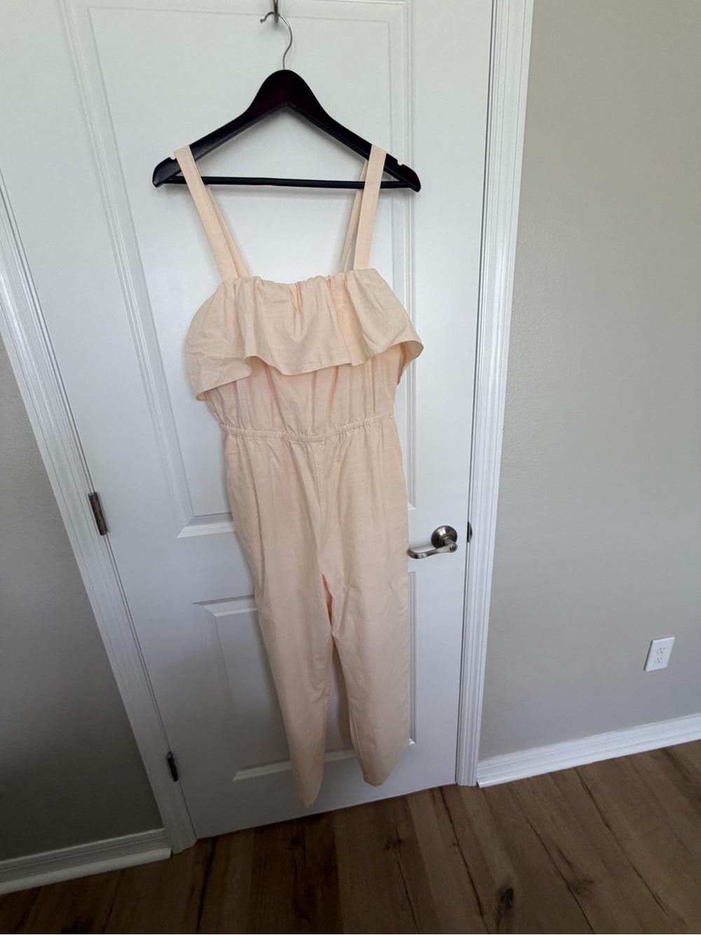 Madewell Peach Ruffle-Top Sleeveless Jumpsuit